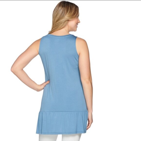 New LOGO by Lori Goldstein Knit Tank with Asymmetrical Peplum | Size XXS - Picture 2 of 9